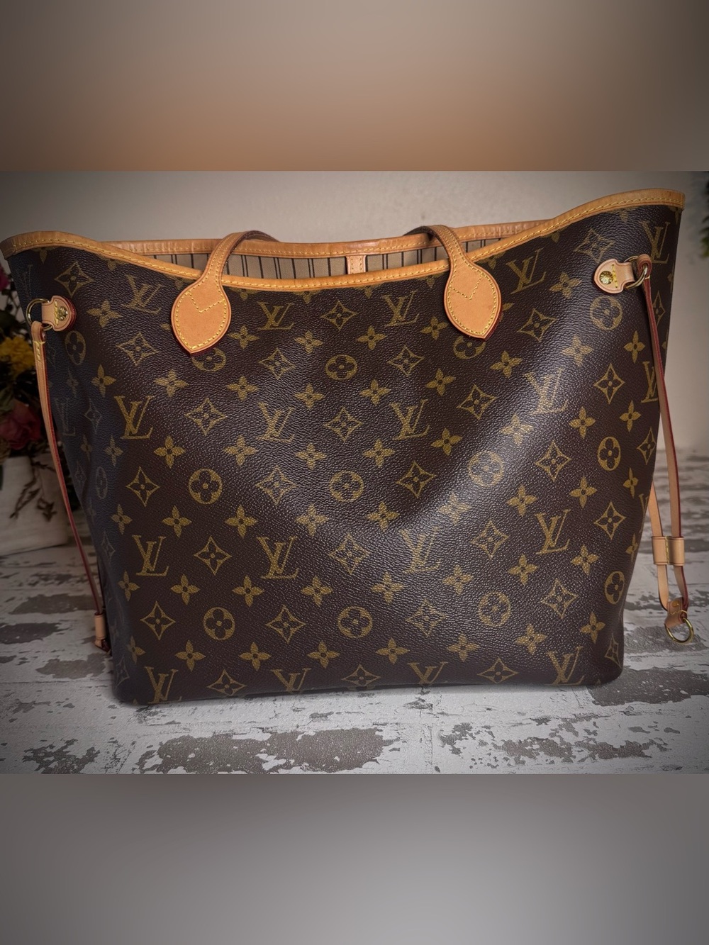 Louis Vuitton Neverfull MM Monogram Tote with Matching Pochette